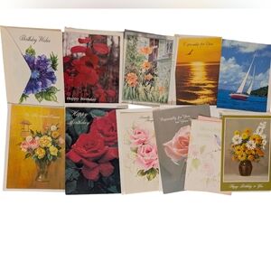 70s 80s vintage happy‎ birthday cards floral nature set of 10